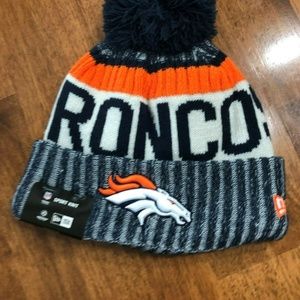 NFL Broncos Pom Beanie Hat Cap Navy Orange 318